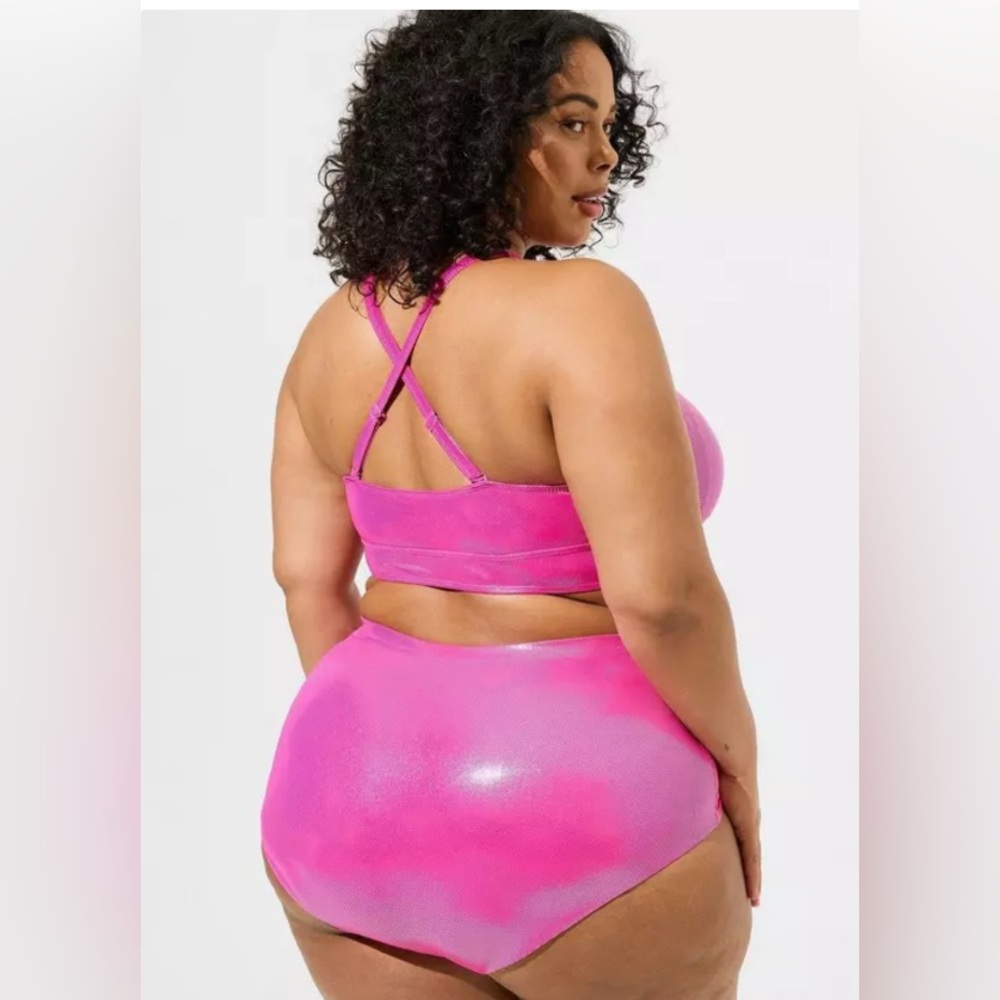 Torrid High Rise Foil Flat Front Swim Bottom - Picture 3 of 7